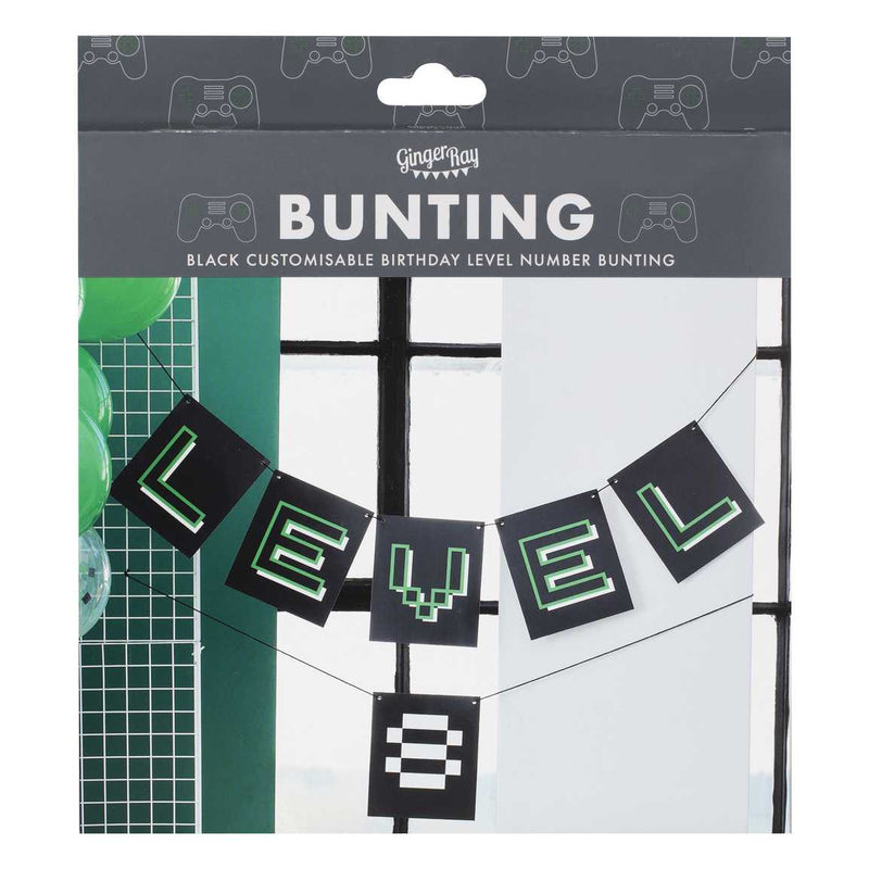 Customisable Age Black and Green Level Up Bunting 1.8 Metres