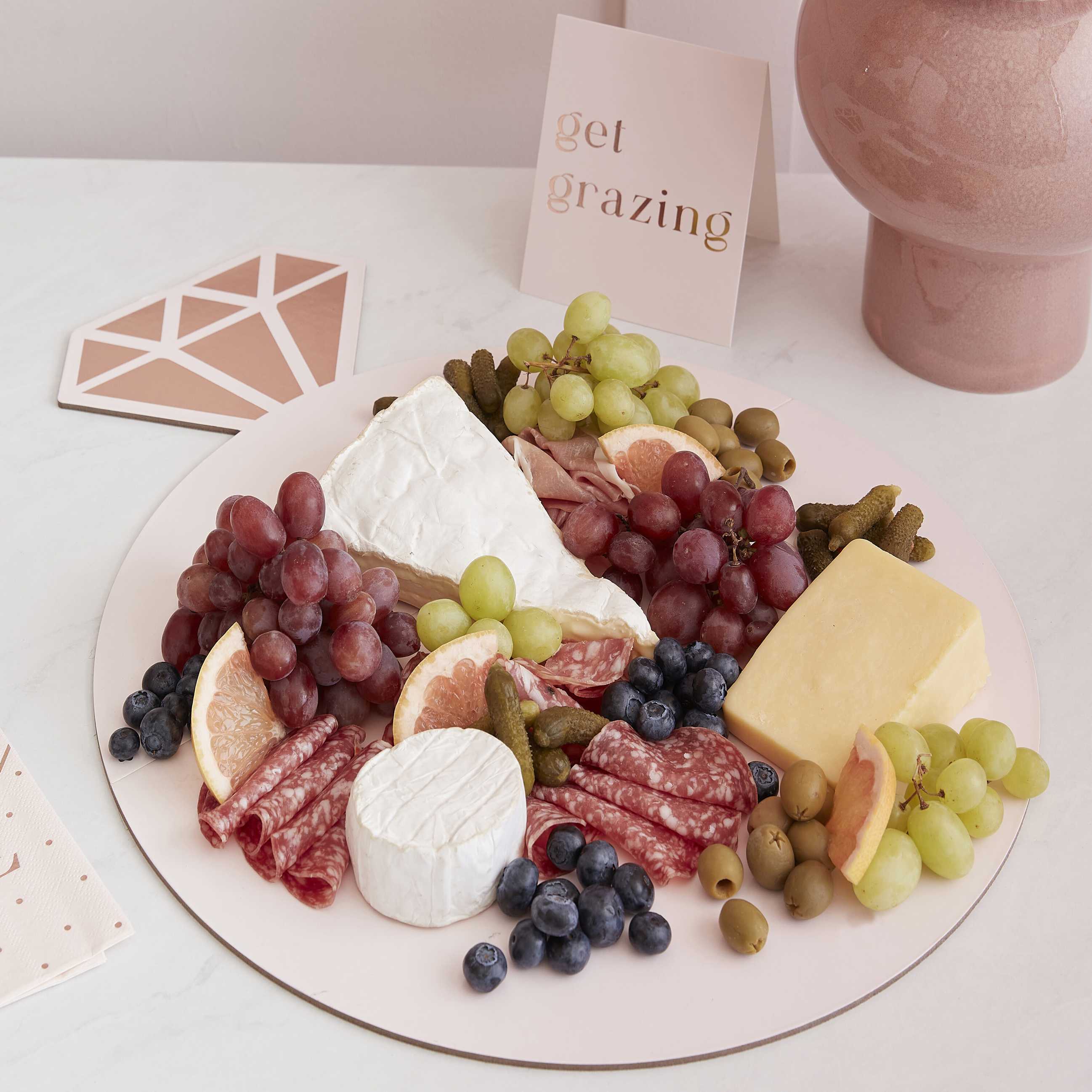 Rose Gold and Pink Ring Grazing Table Kit Baking Time Club