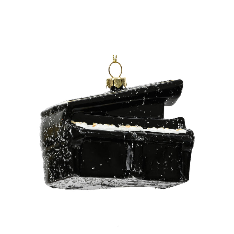 Piano Shaped Black 3d Hanging Christmas Bauble