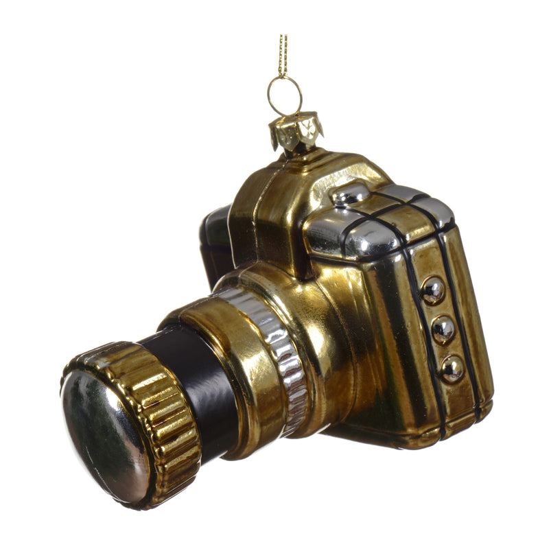 Camera Shaped SLR 3d Hanging Christmas Bauble Red Green Gold