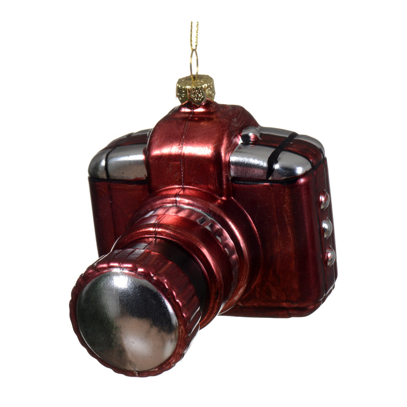 Camera Shaped SLR 3d Hanging Christmas Bauble Red Green Gold