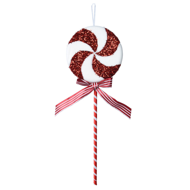 Lolly Pop Shaped Red and White Hanging Christmas Decoration
