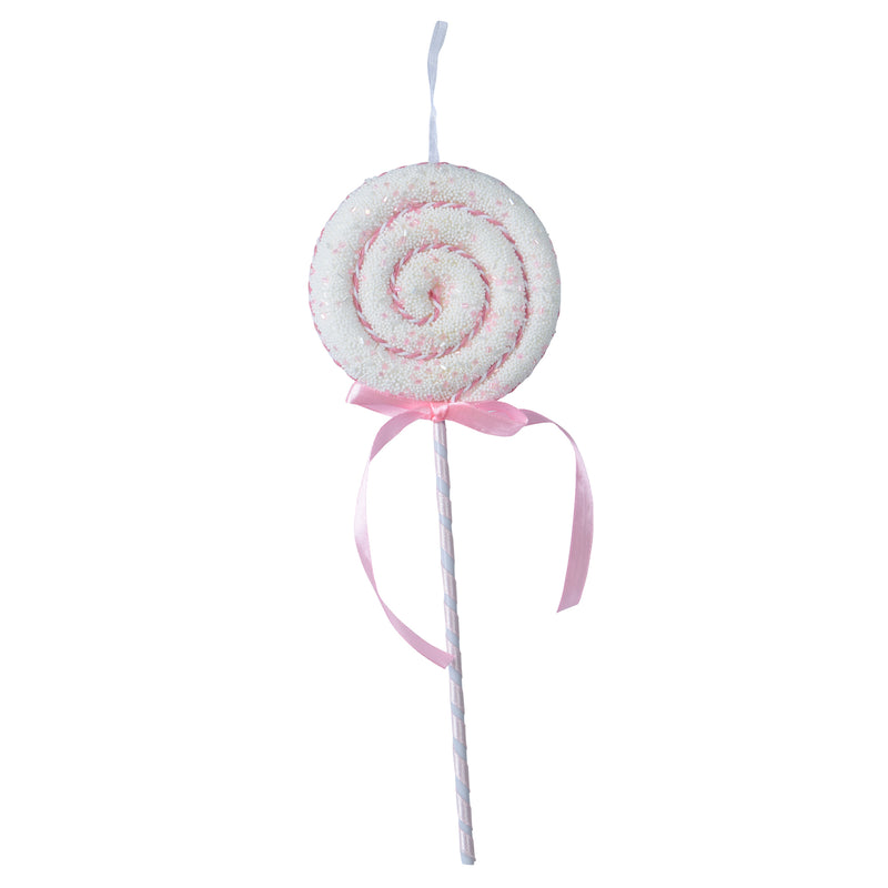 Lolly Shaped Blush Pink Hanging Christmas Bauble