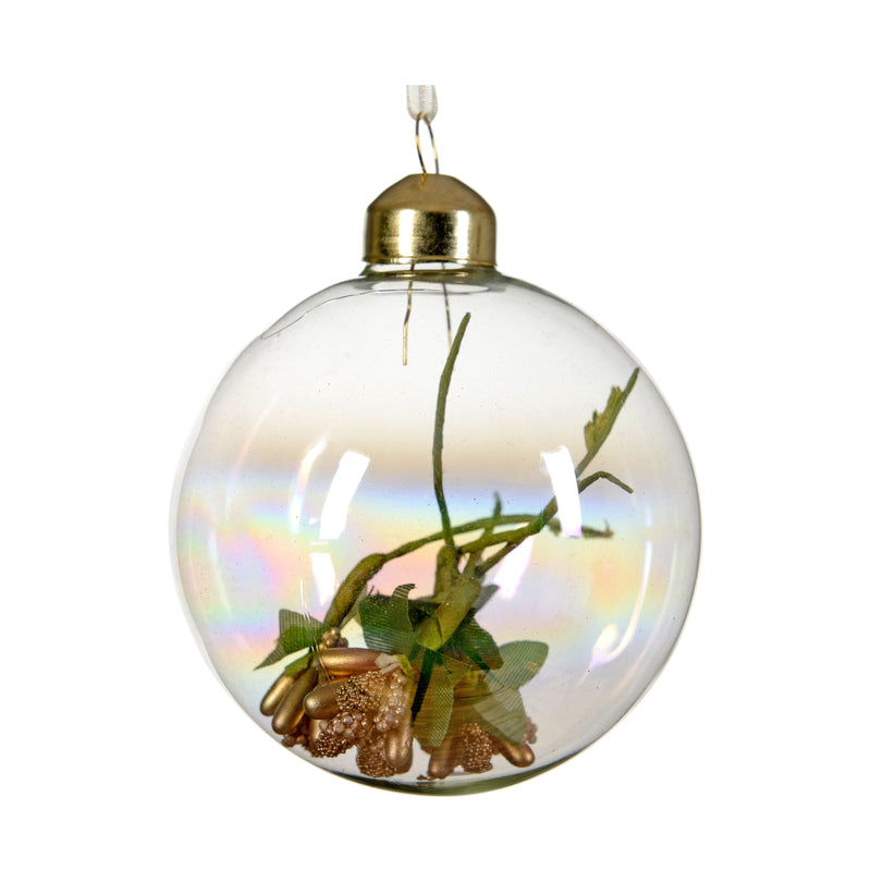 Dried Flowers Transparent Glass Hanging Christmas Baubles