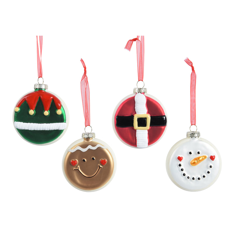 Sugar Cookie Disks Set of 4 Hanging Christmas Baubles