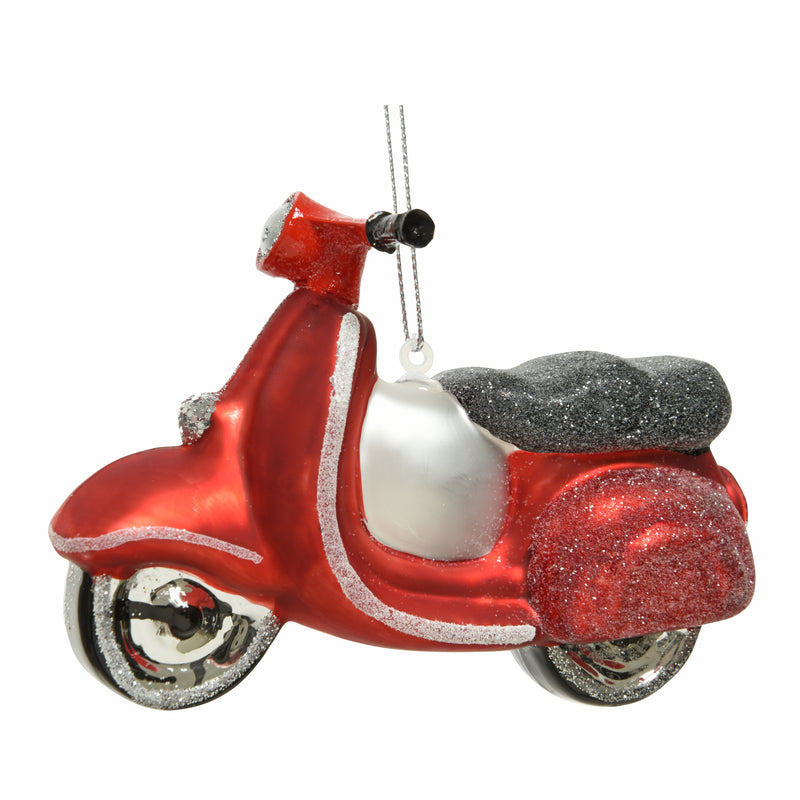 Scooter Shaped Glass Ornament Hanging Christmas Bauble