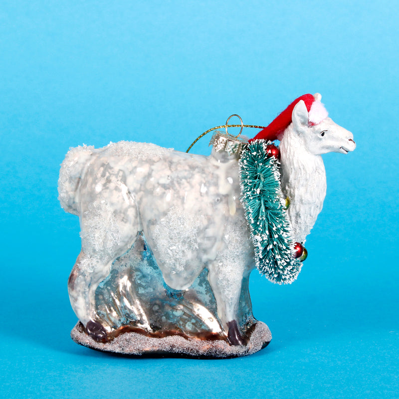 Festive Wreath Llama Shaped Bauble Hanging Decoration