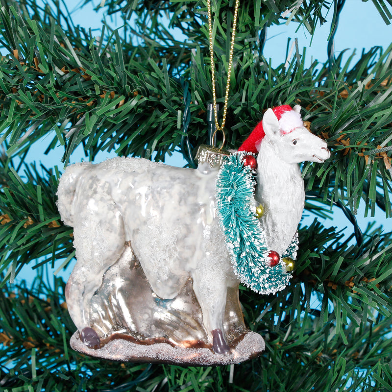 Festive Wreath Llama Shaped Bauble Hanging Decoration
