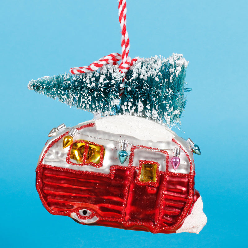 Red Caravan Shaped Bauble Hanging Decoration