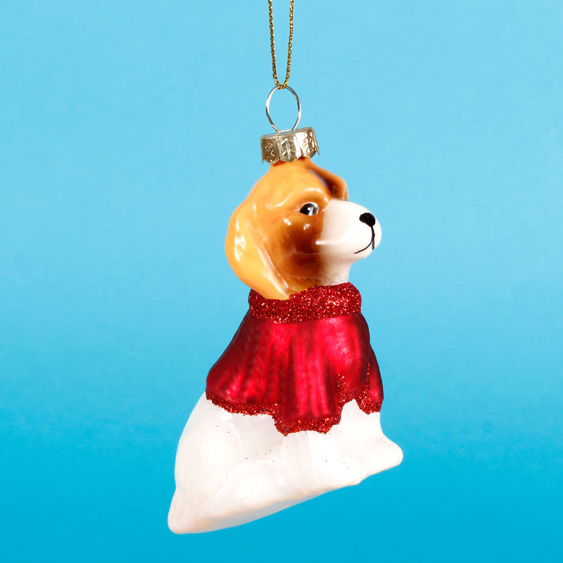 Dog in Jumper Shaped Bauble
