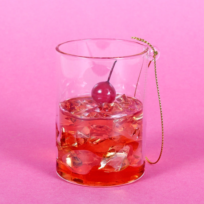 Whisky Glass Shaped Christmas Hanging Bauble