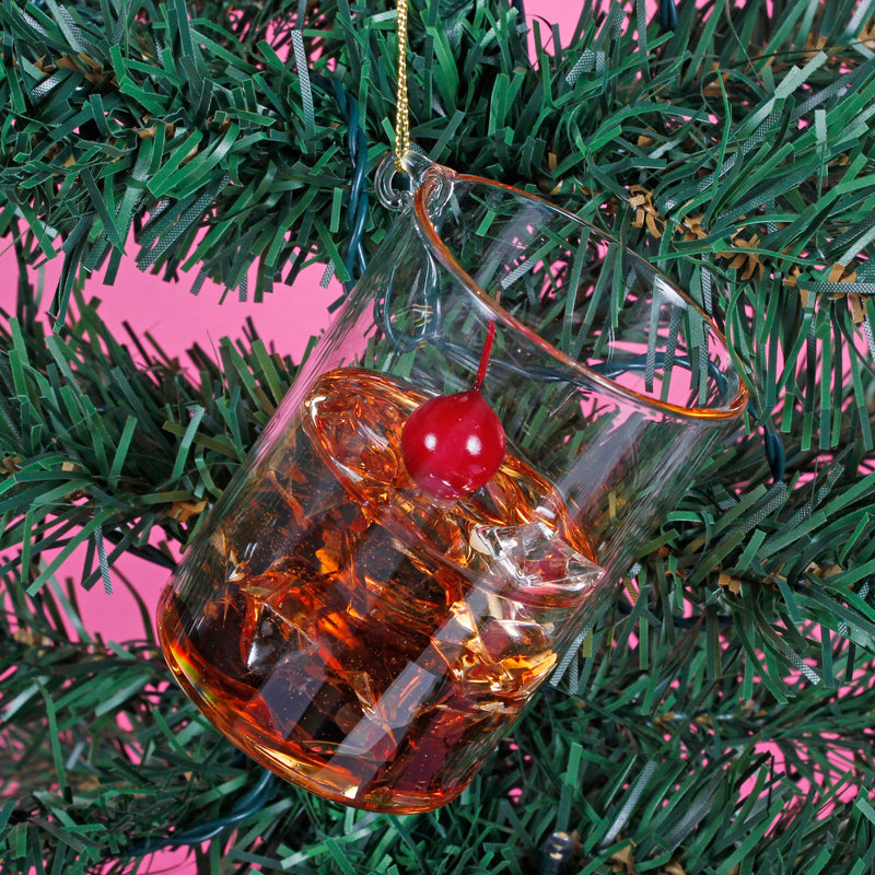 Whisky Glass Shaped Christmas Hanging Bauble