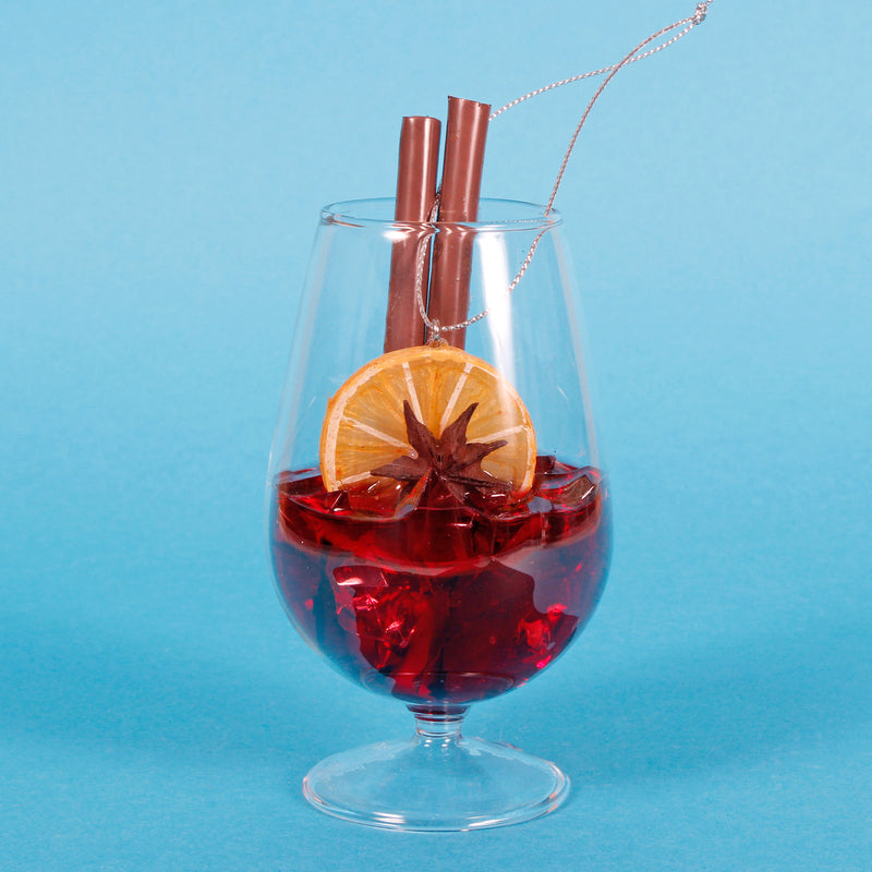 Mulled Wine Glass Shaped Christmas Hanging Bauble
