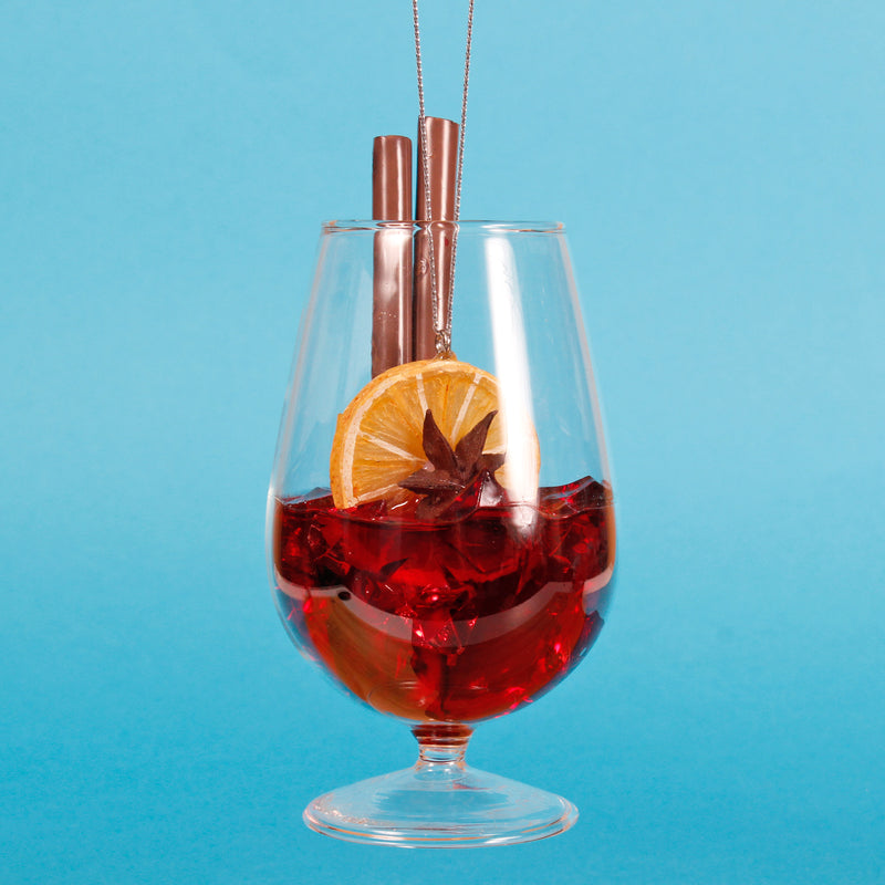 Mulled Wine Glass Shaped Christmas Hanging Bauble