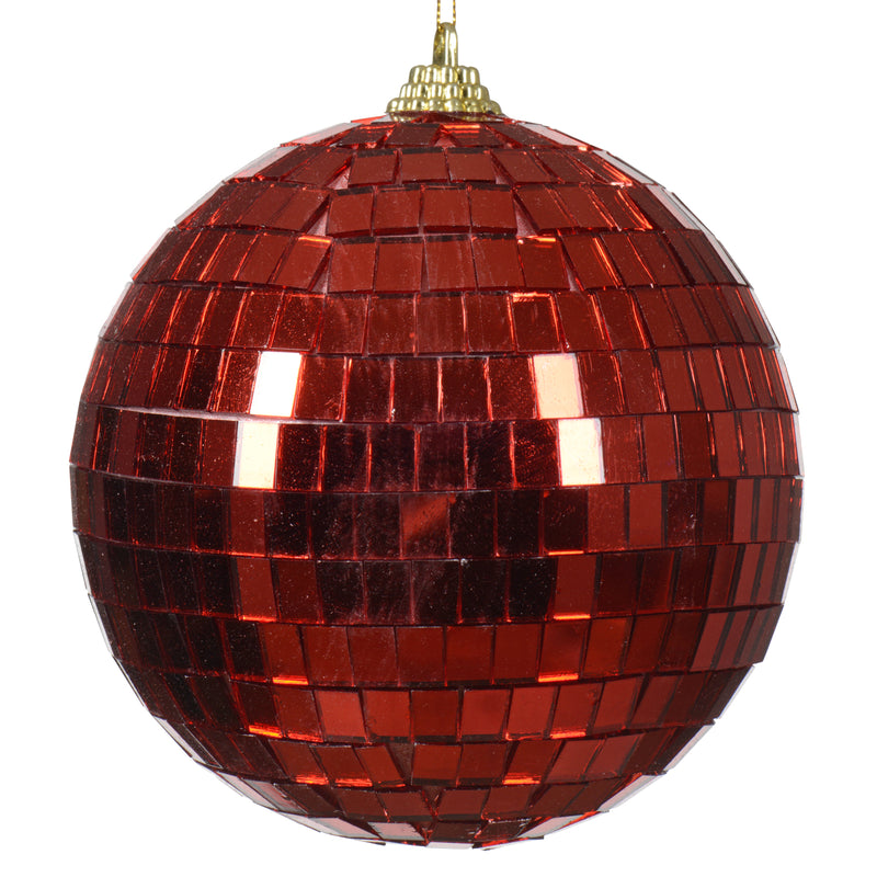 Disco Balls Set of 3 Red Shiny Hanging Christmas Baubles