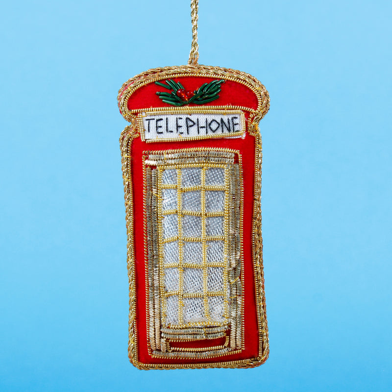 London Telephone Box Zari Embroidery Decoration