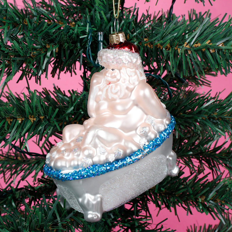 Santa In A Bath Hanging Christmas Bauble