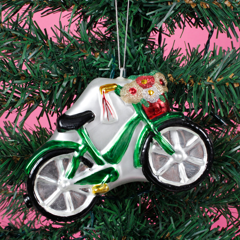 Flower Basket Bicycle Hanging Christmas Bauble