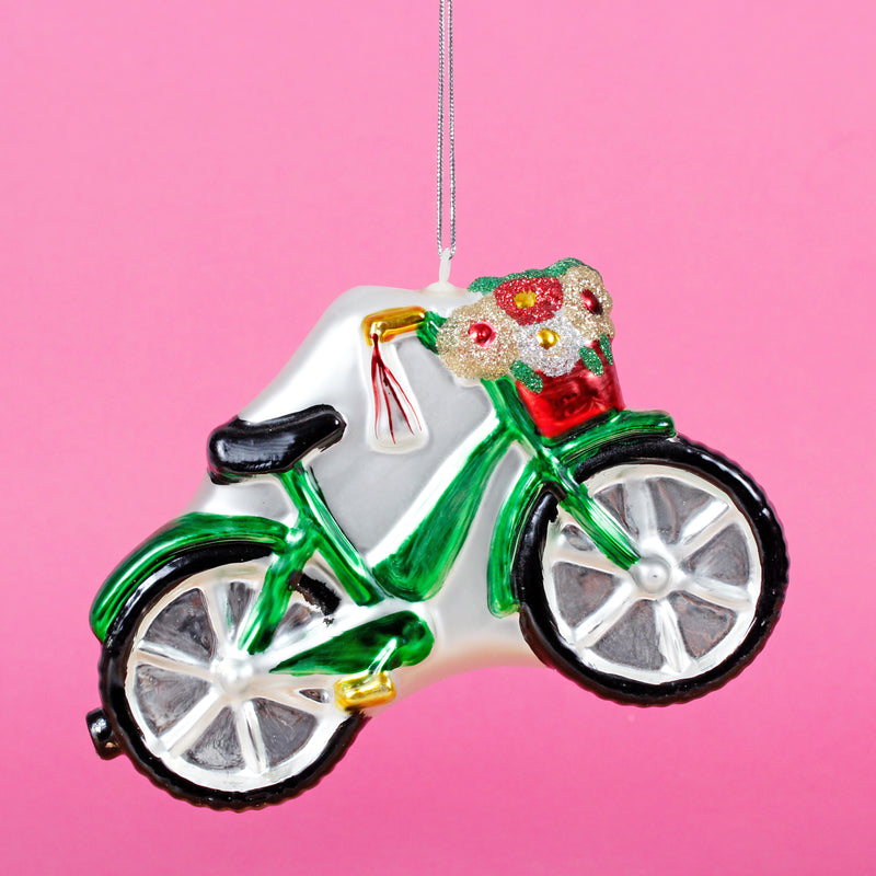 Flower Basket Bicycle Hanging Christmas Bauble