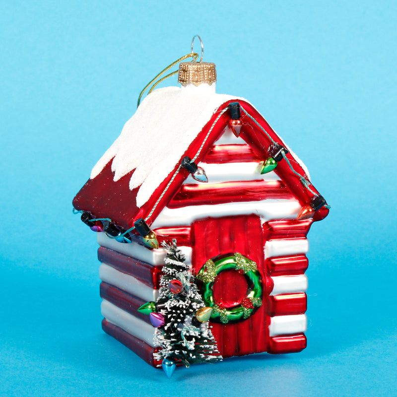 Red Beach Hut Hanging Christmas Bauble