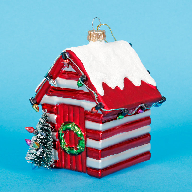 Red Beach Hut Hanging Christmas Bauble