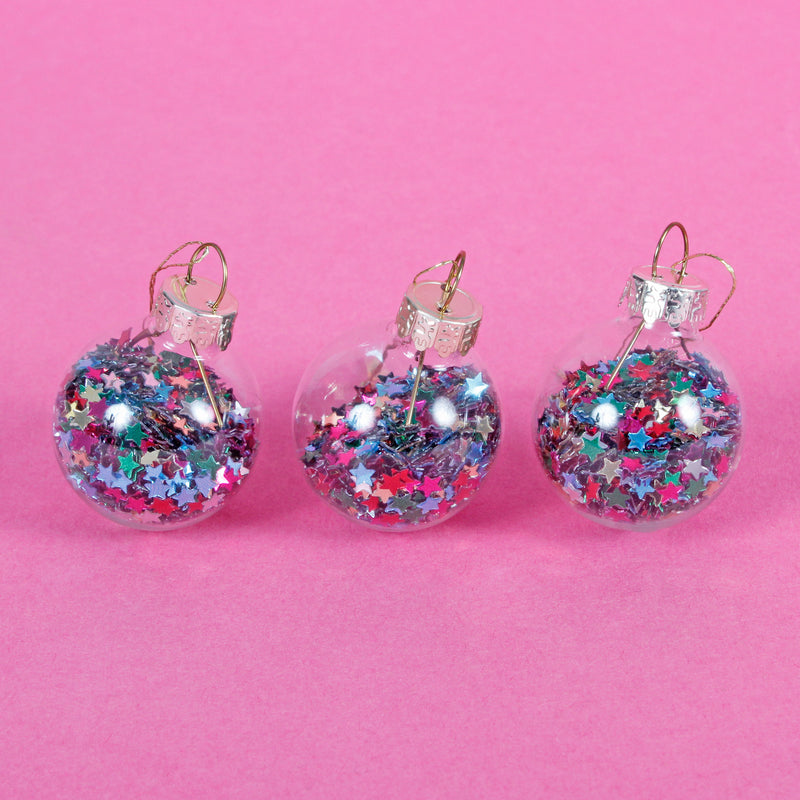 Mini Disco Stars Baubles - Set Of 12 Hanging Decoration Baubles