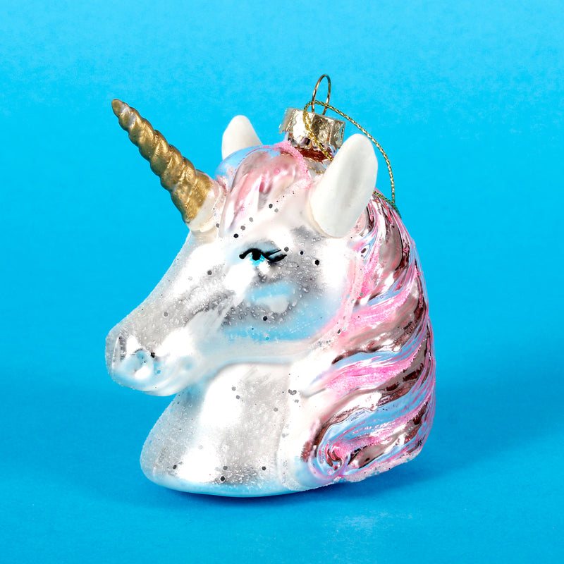 Shimmer Unicorn Head Hanging Christmas Bauble