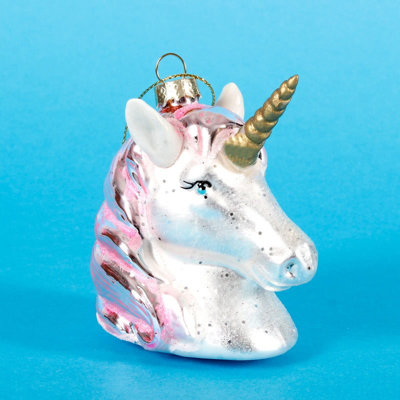 Shimmer Unicorn Head Hanging Christmas Bauble