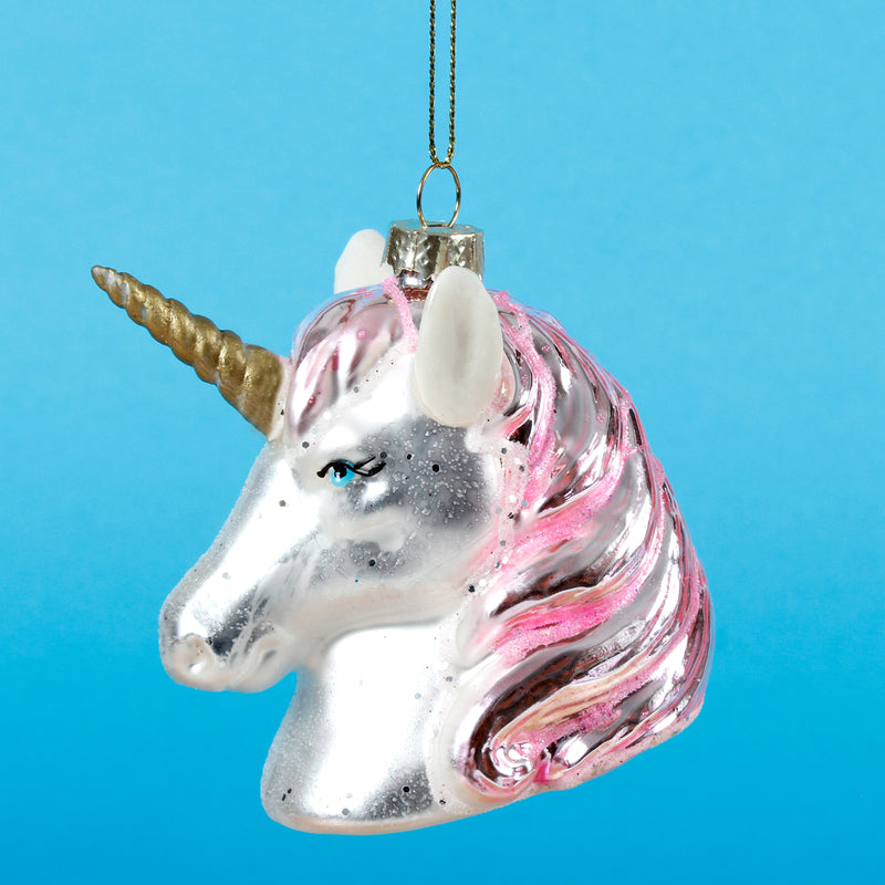 Shimmer Unicorn Head Hanging Christmas Bauble