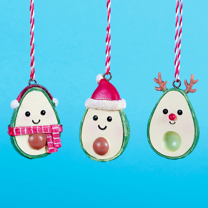 Christmas Avocado Hanging Decorations - Set of 3