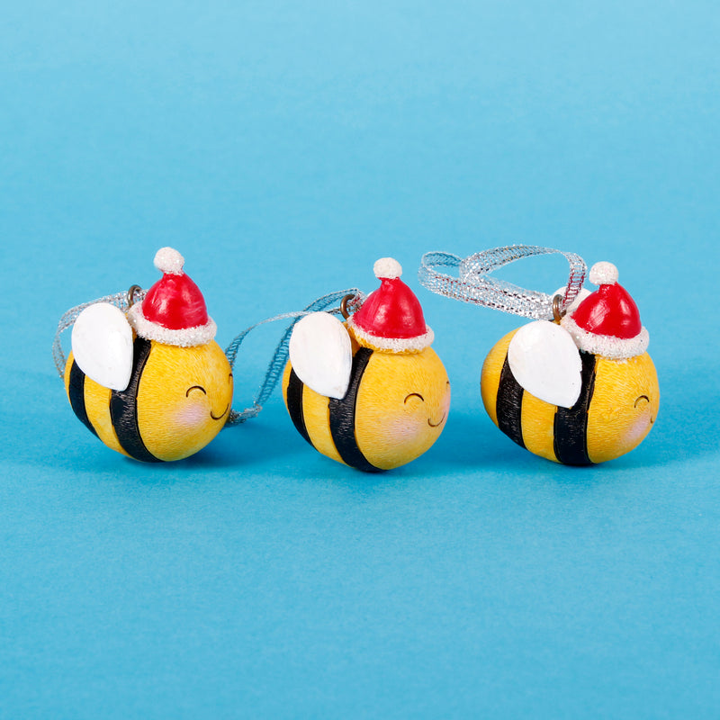 Christmas Bee Hanging Decorations - Set of 3