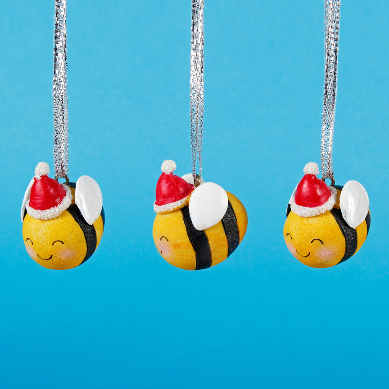 Christmas Bee Hanging Decorations - Set of 3