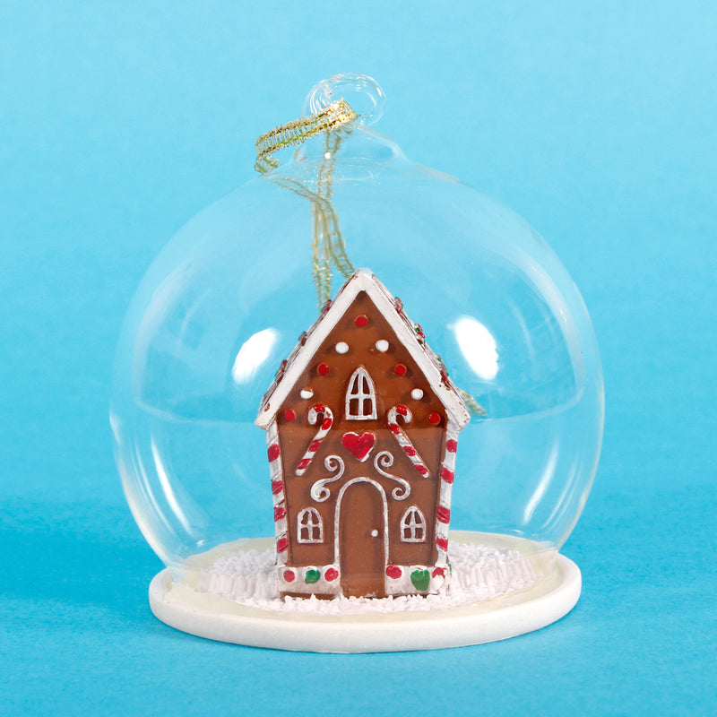 Gingerbread House Dome Hanging Christmas Bauble