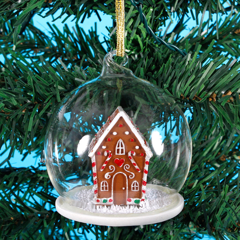 Gingerbread House Dome Hanging Christmas Bauble