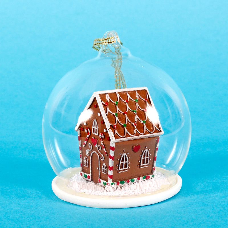 Gingerbread House Dome Hanging Christmas Bauble