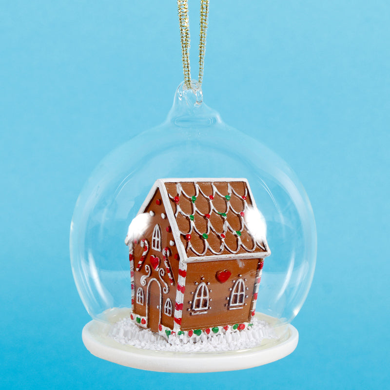 Gingerbread House Dome Hanging Christmas Bauble