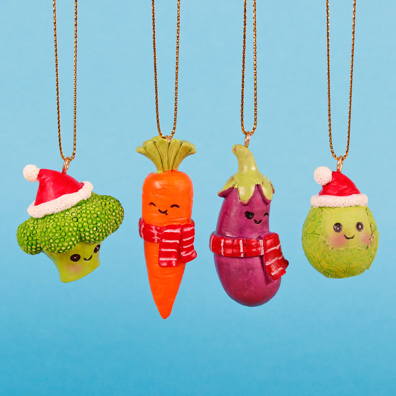 Mini Christmas Vegetables  Baubles - Set of 4 Hanging Decorations
