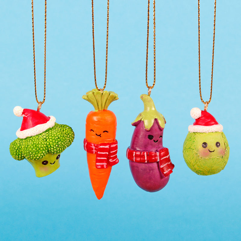 Mini Christmas Vegetables  Baubles - Set of 4 Hanging Decorations