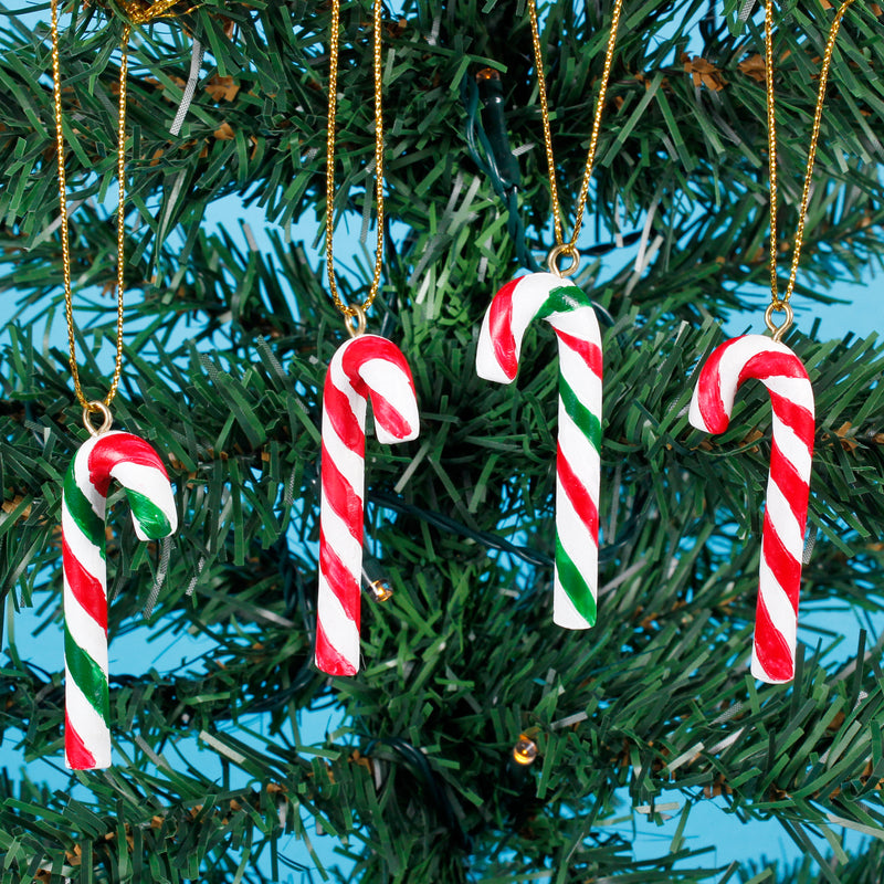 Resin Candy Cane - set of 4 Hanging Christmas Decoration Bauble