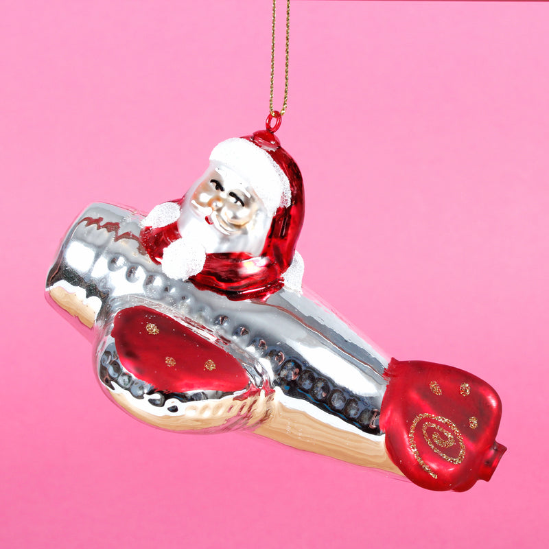Flying Santa Shaped Bauble Hanging Decoration Bauble