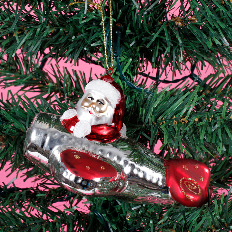 Flying Santa Shaped Bauble Hanging Decoration Bauble