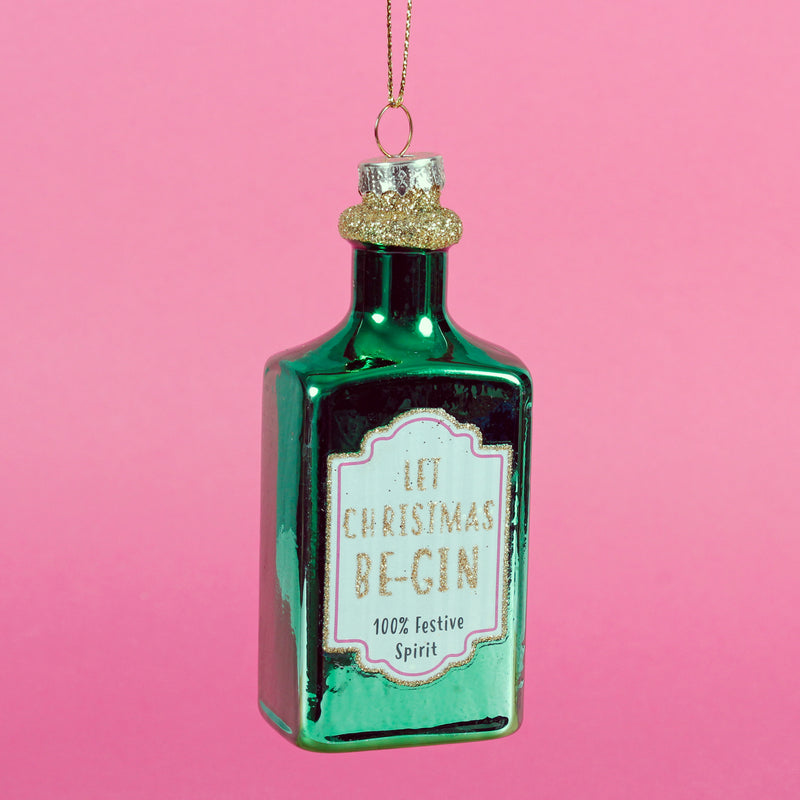 Let Christmas Be-gin Shaped Bauble Hanging Decoration