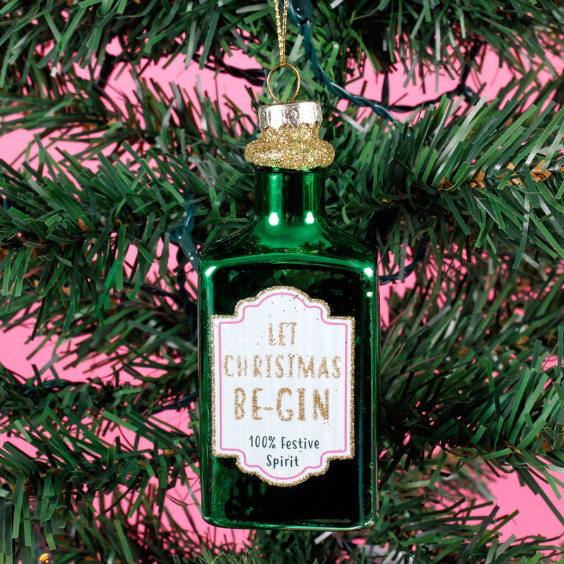 Let Christmas Be-gin Shaped Bauble Hanging Decoration