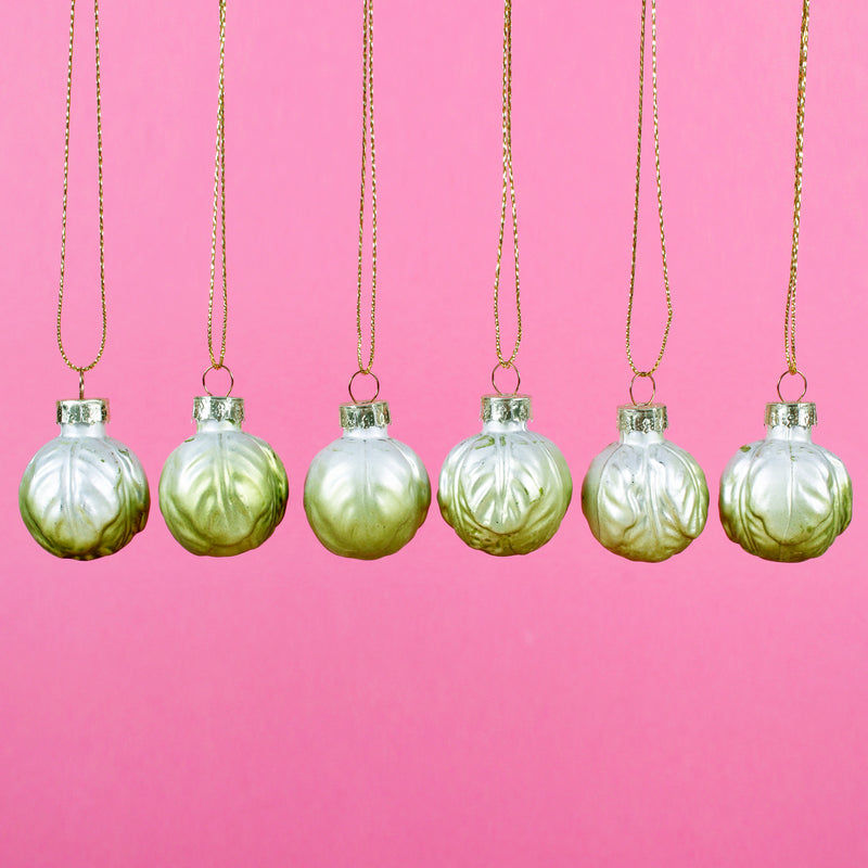 Brussel Sprout Baubles Set of 6