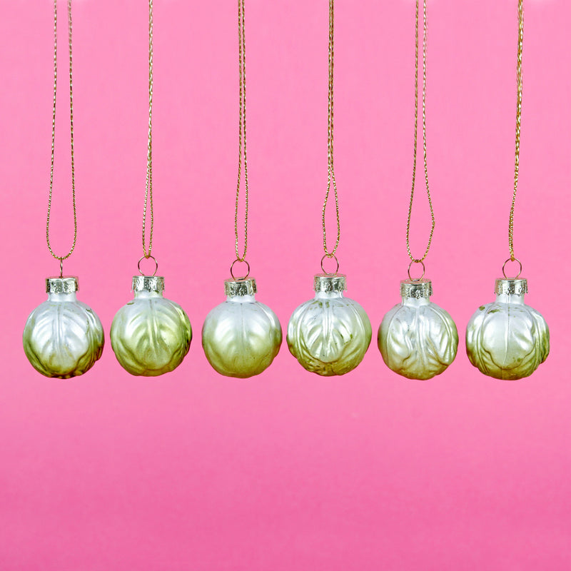 Brussel Sprout Baubles Set of 6