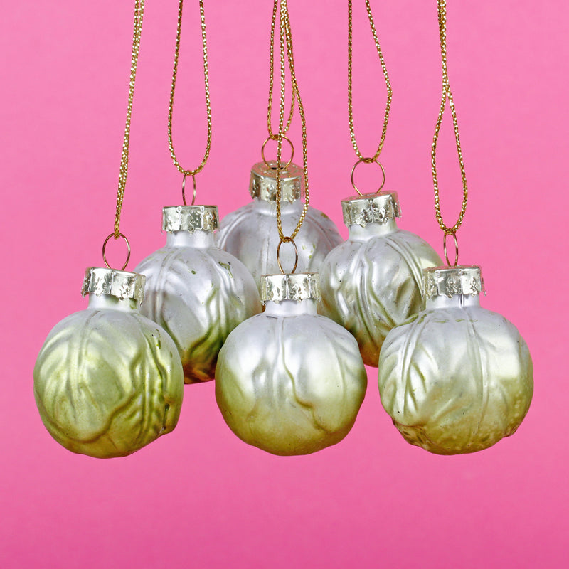 Brussel Sprout Baubles Set of 6