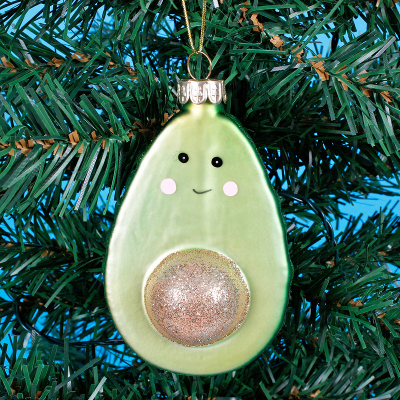 Happy Avocado Shimmer Hanging Decoration Bauble