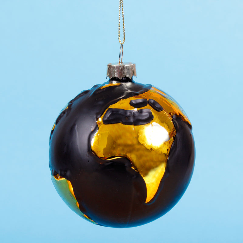 Gold Planet Earth Shaped Bauble