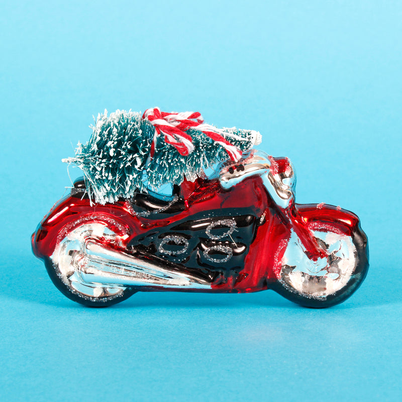 Christmas Tree on Motorcycle Shaped Bauble Hanging Decoration