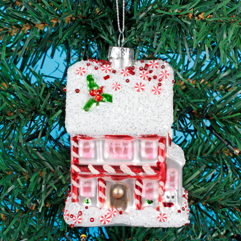 Pink Fairytale Gingerbread House Shaped Bauble Hanging Decoration
